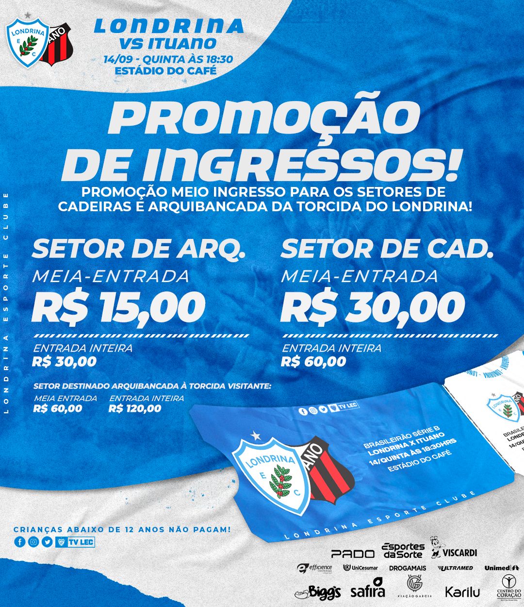 Ingressos para Londrina e Ituano já estão à venda